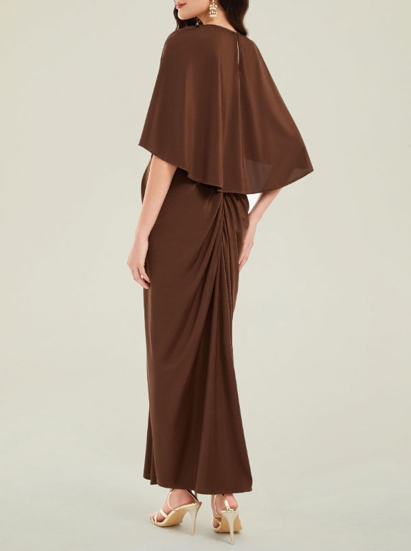 Brown Prom Dresses for Women Formal Dress with Shawl Wraps Cocktail Dress Evening Dress Gown